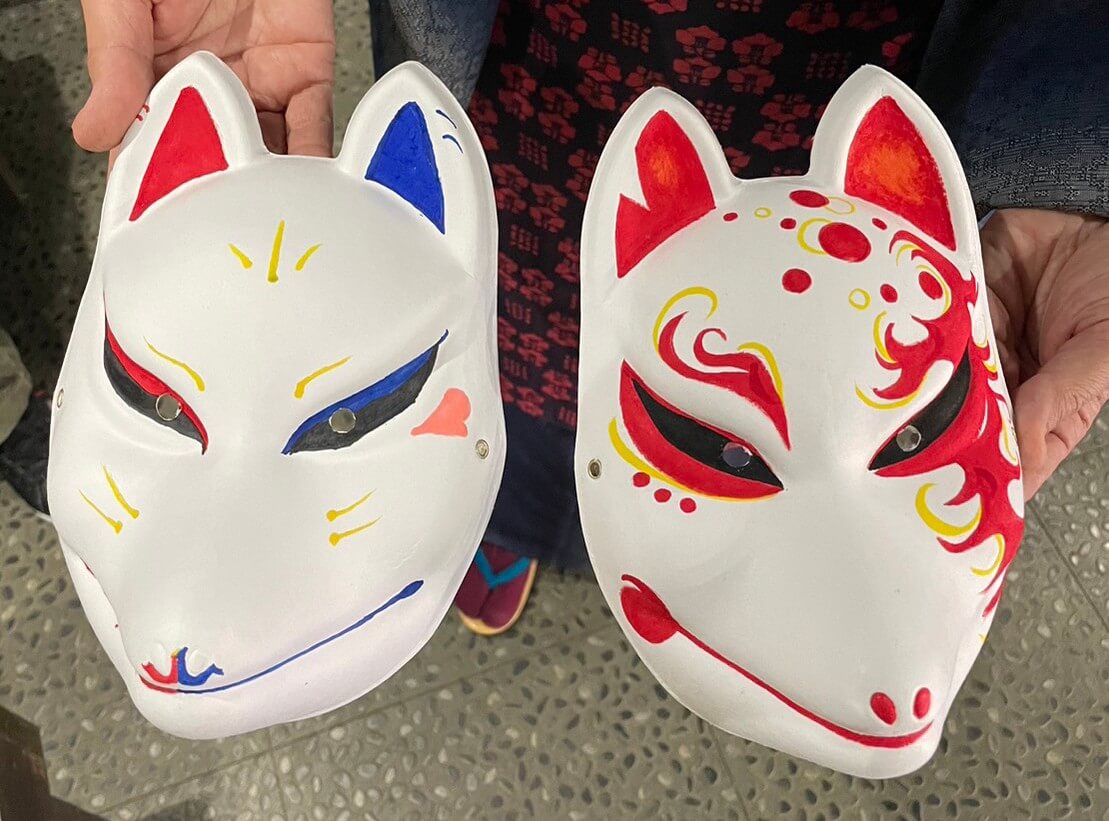 きつねのお面に絵付け体験 | プレイヴィル 大阪城公園 - 公園にできた